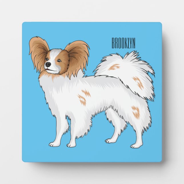 Papillon-Hund-Cartoon-Abbildung Fotoplatte (Vorderseite)