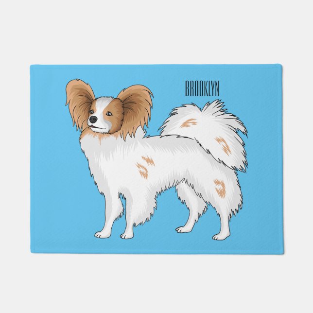 Papillon-Hund-Cartoon-Abbildung Fußmatte (Vorderseite)