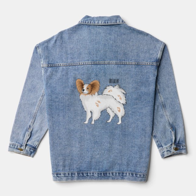 Papillon-Hund-Cartoon-Abbildung Jeansjacke (Rückseite)