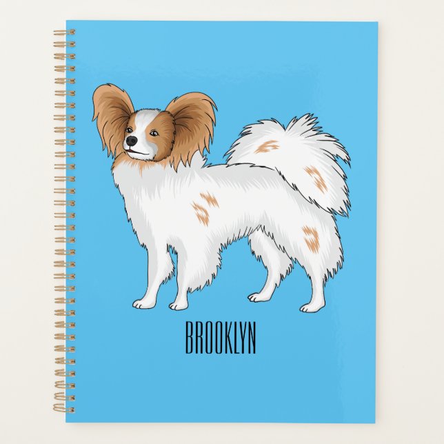 Papillon-Hund-Cartoon-Abbildung Planer (Vorderseite)