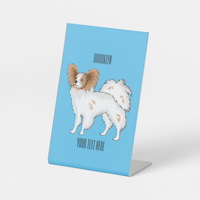 Papillon-Hund-Cartoon-Abbildung Sockelschild (Vorderseite)