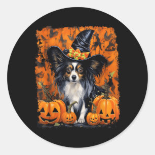 Papillon Hund Halloween Runder Aufkleber