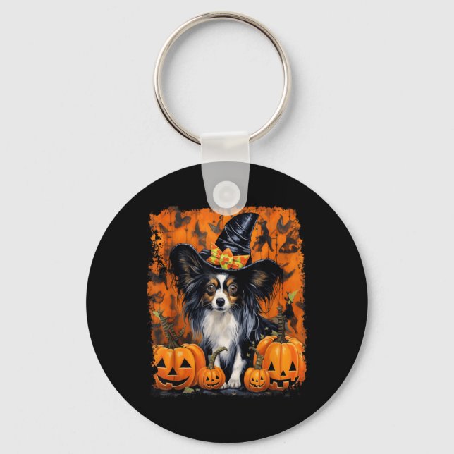 Papillon-Hund Halloween Schlüsselanhänger (Vorderseite)