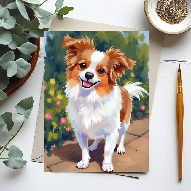 Papillon-Hund | Haustier Aquarellmalerei Postkarte (Von Creator hochgeladen)