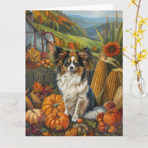 Papillon-Hund Herbsternte Thanksgiving Karte