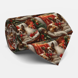 Papillon-Hund Weihnachtsfestlich Krawatte
