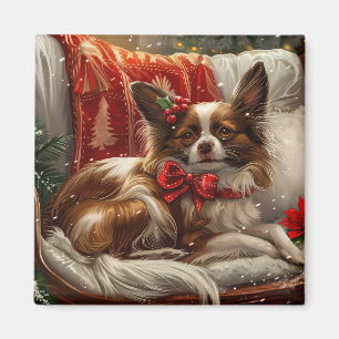 Papillon-Hund Weihnachtsfestlich Magnet
