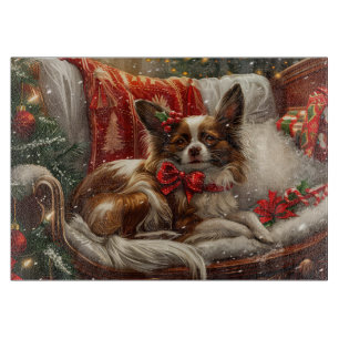 Papillon-Hund Weihnachtsfestlich Schneidebrett