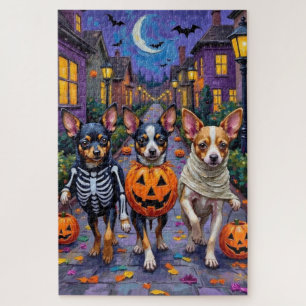 Papillon-Hunde beim Trick-or-Treat-ing an Hallowee Puzzle