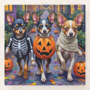 Papillon-Hunde beim Trick-or-Treating an Halloween Glasuntersetzer