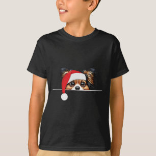 Papillon-Hundefreund Lustige Weihnachtsmannmütze W T-Shirt