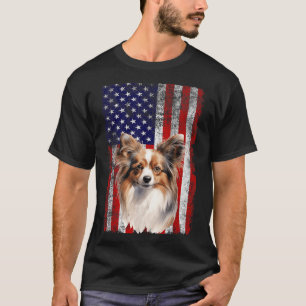 Papillon-Hundefreund US-Flagge 4. Juli Patriotisch T-Shirt