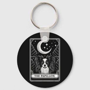 Papillon-Hundemutter-Tarotkarte Vintage-Halbmond Schlüsselanhänger