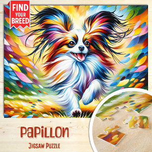 Papillon-Hundeporträt Acryl-Kunst Druck Hunde Lieb Puzzle
