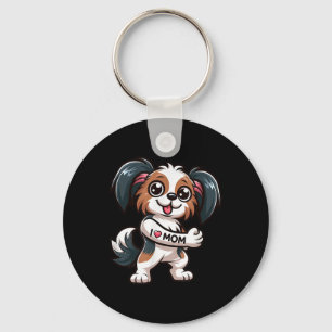 Papillon I Liebe Mama Funny Dog Tattoo Schlüsselanhänger