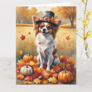 Papillon im Herbst hinterlässt Erntedank Kunst Karte
