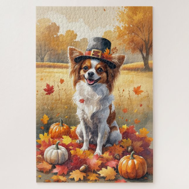 Papillon im Herbst hinterlässt Erntedank Kunst Puzzle (Vertikal)