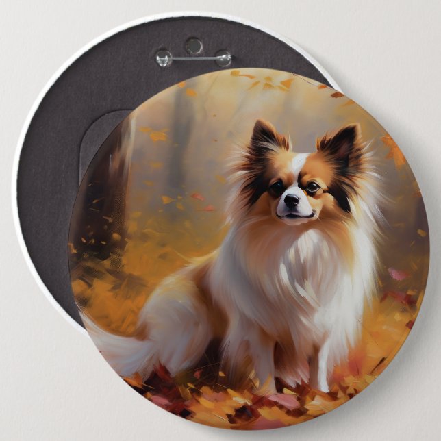 Papillon im Herbst Leaves Fall Inspiriert Button (Vorne & Hinten)