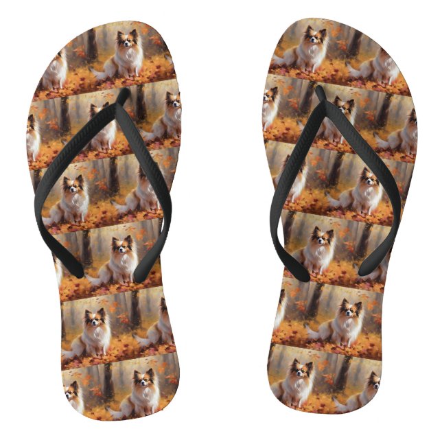 Papillon im Herbst Leaves Fall Inspiriert Flip Flops (Fußbett)