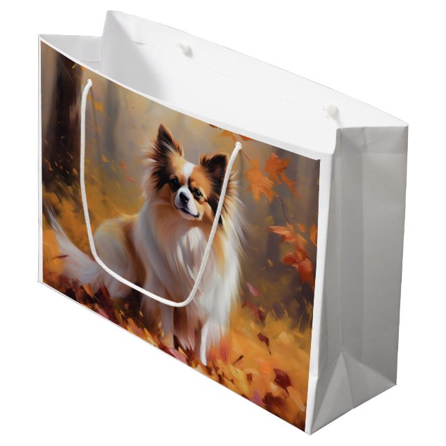 Papillon im Herbst Leaves Fall Inspiriert Große Geschenktüte (Vorderseite Schrägansicht)