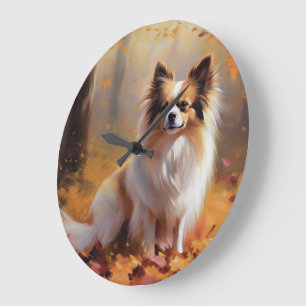 Papillon im Herbst Leaves Fall Inspiriert Große Wanduhr