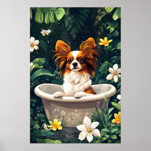 Papillon-In-Badewanne-Poster, Lustiger Hund-Poster Poster