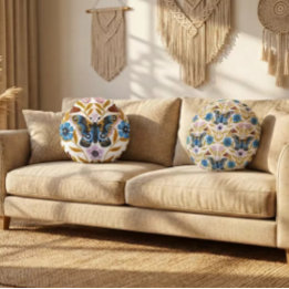 Papillon Kaleidoscope Rundes Kissen