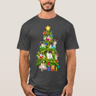 Papillon-Kiefer-Baum-Weihnachten-Hundefreund-Weihn T-Shirt