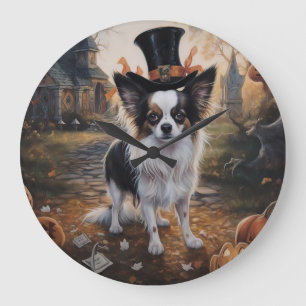 Papillon-Kürbisse Halloween Gruselig Große Wanduhr