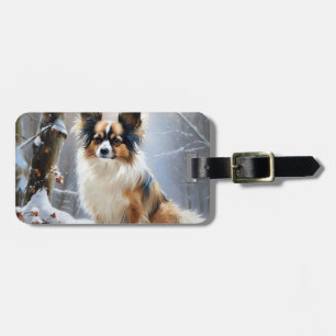 Papillon Lass es schneien Weihnachten Gepäckanhänger