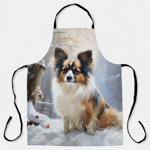 Papillon Lass es schneien Weihnachten Schürze