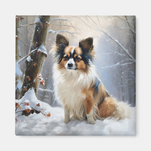 Papillon Let It Snow Christmas Magnet