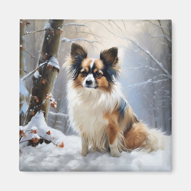 Papillon Let It Snow Christmas Magnet (Vorne)