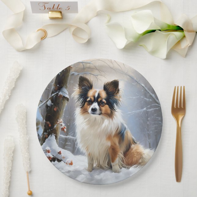 Papillon Let It Snow Christmas Pappteller (Hochzeit)