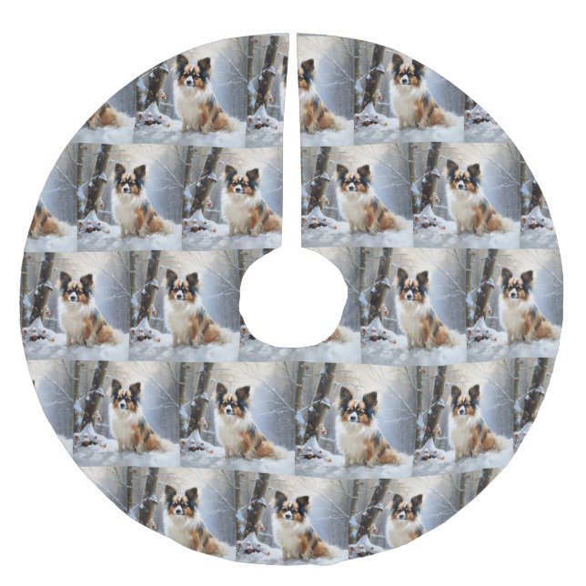 Papillon Let It Snow Christmas Polyester Weihnachtsbaumdecke (Vorderseite)