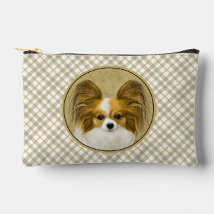 Papillon Malerei Zitrone und Weiß Originale Hunde  Zubehörtasche