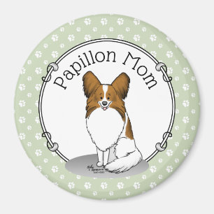 Papillon Mama Pap Mama (weiß & Einweg) Niedliche H Magnet