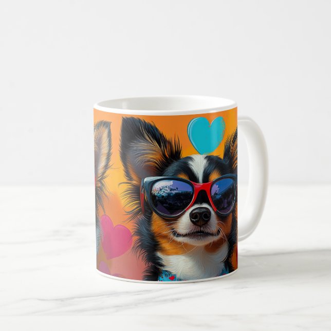 Papillon mit Herzrosen Valentinstag Kaffeetasse (VorderseiteRechts)