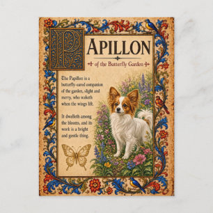 Papillon, mittelalterliche Bestiarien-Kunst Postkarte