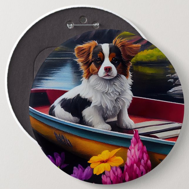 Papillon on a Paddle: Ein Landschaftliches Abenteu Button (Vorne & Hinten)