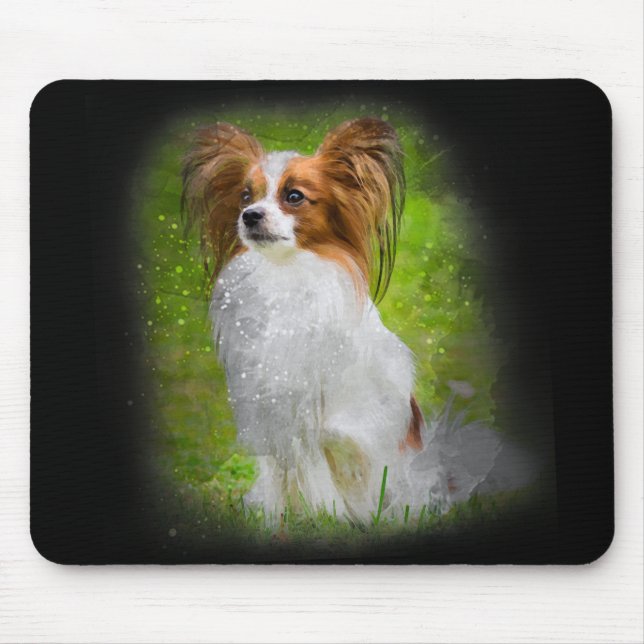 Papillon, Papillon, Papillon-Hunde, Papillenhund,  Mousepad (Vorne)