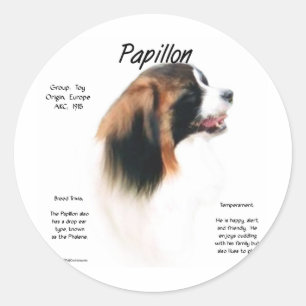 Papillon (Phalene) Geschichtsdesign Runder Aufkleber