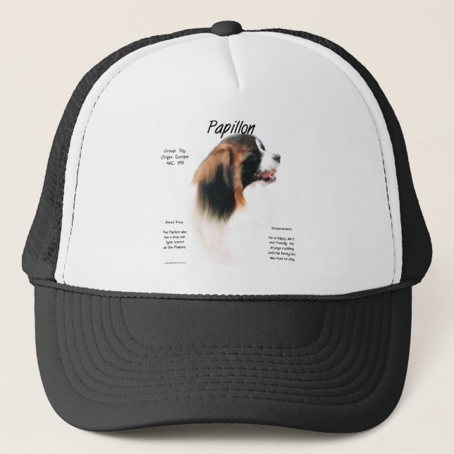 Papillon (Phalene) Geschichtsdesign Truckerkappe (Vorderseite)