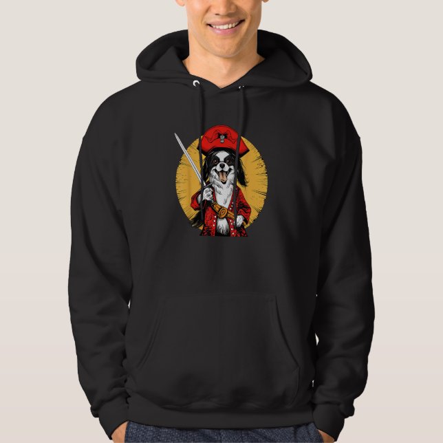 Papillon Pirate Funny Dog Captain Hoodie (Vorderseite)