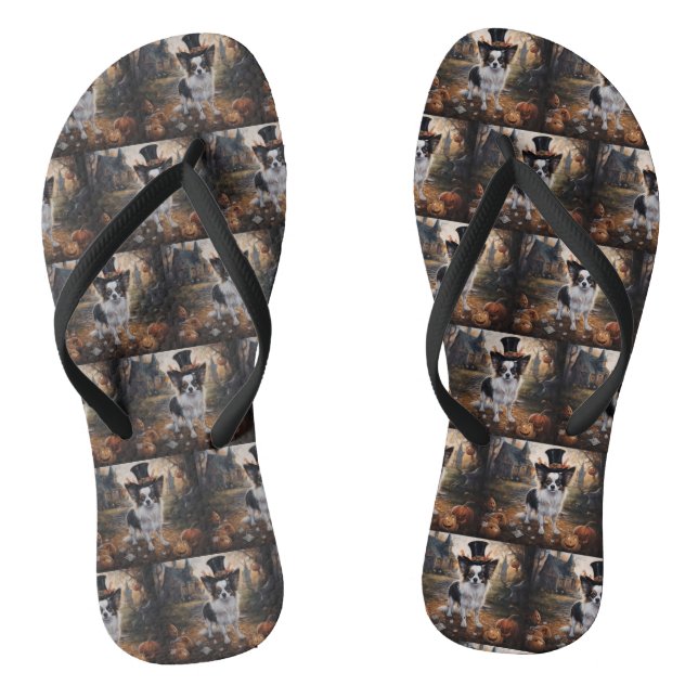 Papillon Pumpkins Halloween Beängstigend Flip Flops (Fußbett)