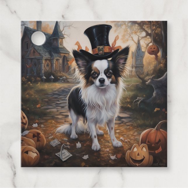 Papillon Pumpkins Halloween Beängstigend Geschenkanhänger (Vorderseite)
