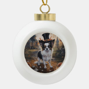 Papillon Pumpkins Halloween Beängstigend Keramik Kugel-Ornament