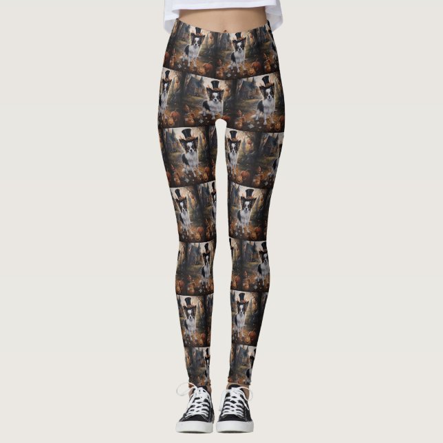 Papillon Pumpkins Halloween Beängstigend Leggings (Vorderseite)