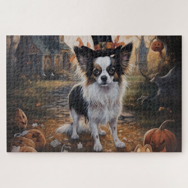 Papillon Pumpkins Halloween Beängstigend Puzzle (Horizontal)