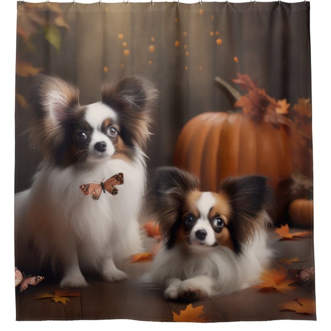 Papillon Puppy Autumn Delight Pumpkin Duschvorhang (Vorderseite)